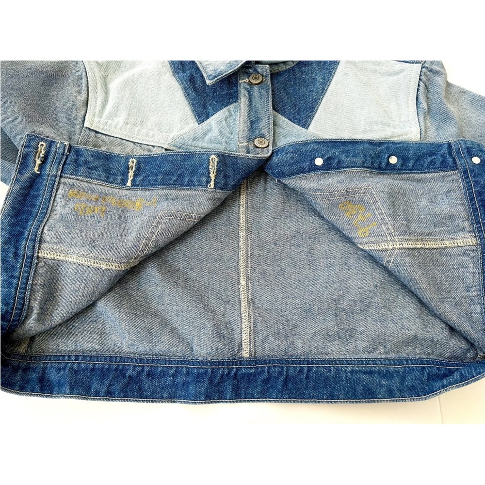 Kancan Denim Jean Patchwork Cropped Jacket Nwot S… - image 8
